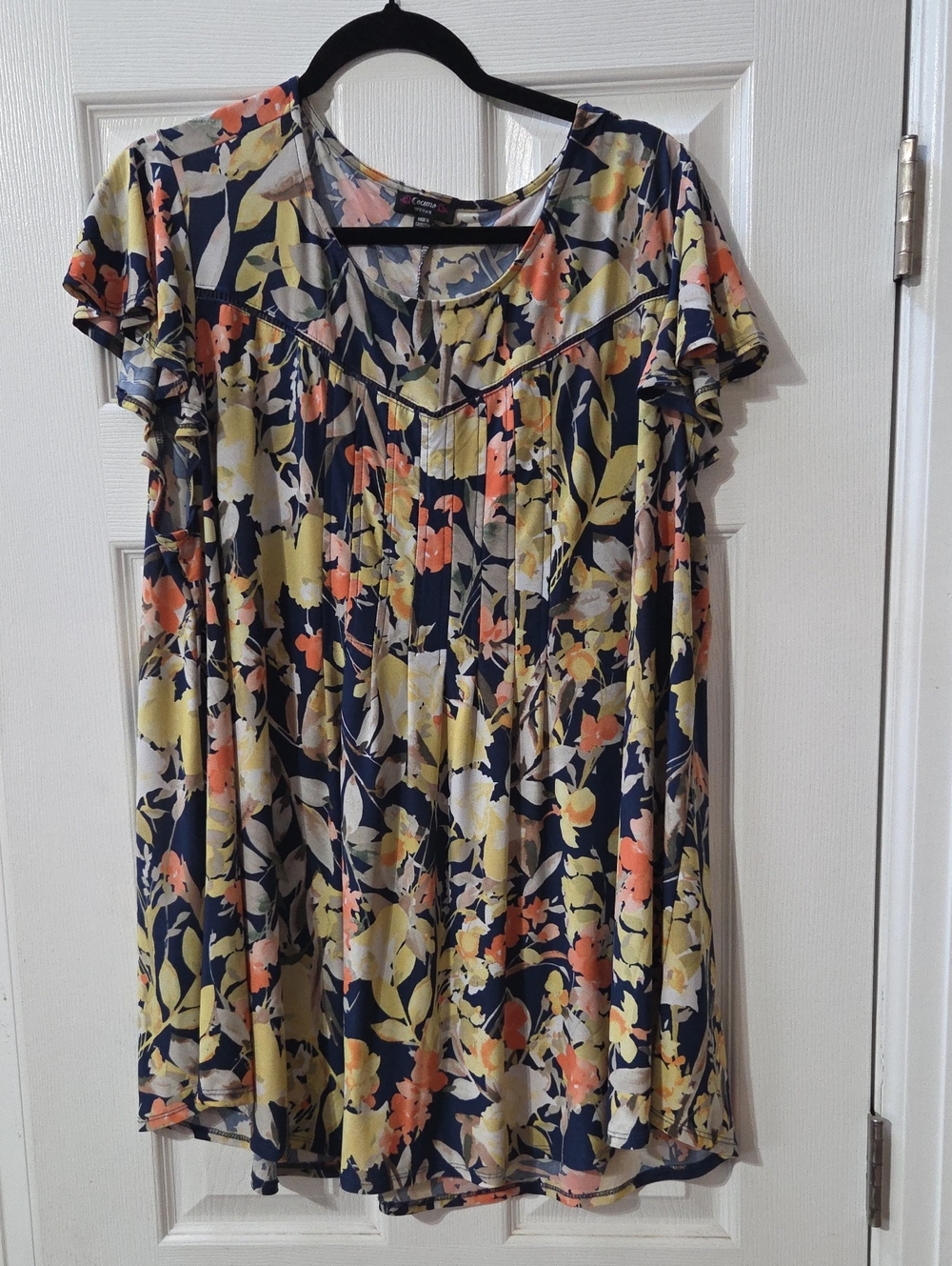 Cocomo Floral Scoop Neck Tunic in Navy, Yellow, Coral